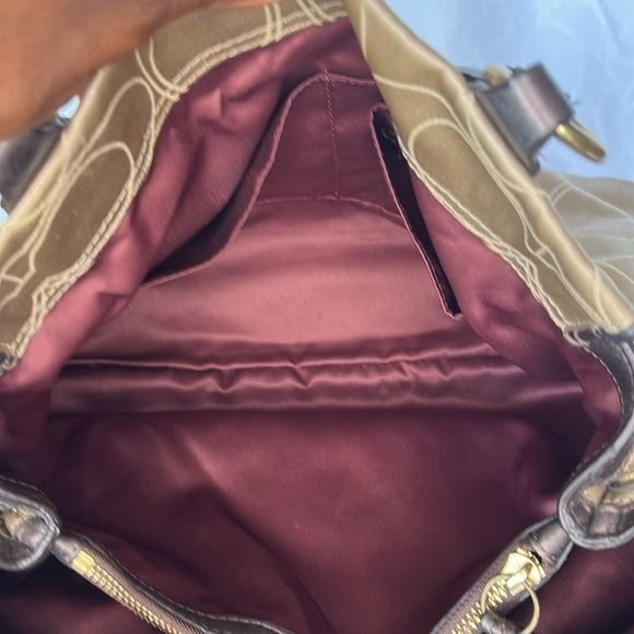 COACH MIA Signature C tan and brown Satchel carryall handbag. Style #15402 - Picture 11 of 16